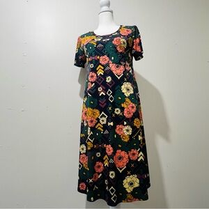Floral Geometric Print Dress - Lularoe Sz: XS